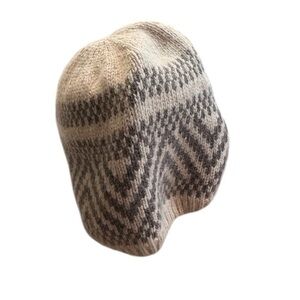 ANGORA LAMBSWOOL WILFRED LEE Women’s Hat Beanie OS Cream Gray Quiet Luxury EUC